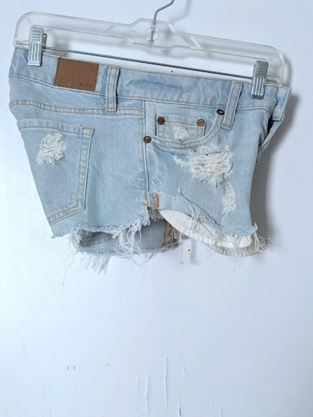 Aeropostale Distressed Denim Micro Shorts Women's Size 00 - Picture 3 of 6